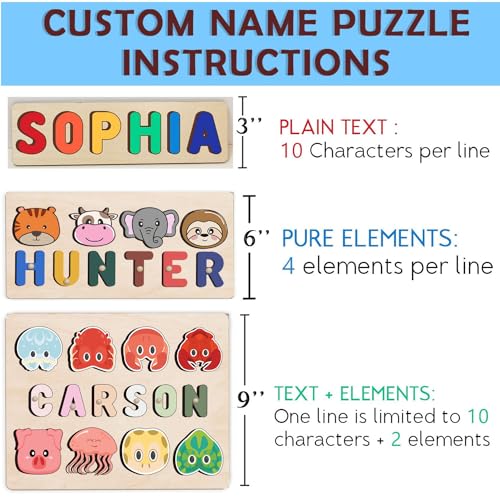 Personalized Wooden Name Puzzle for Toddlers 1-3 1