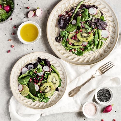 Artena Large Ceramic Dinner Plates Set Of 4 Willow Leaf