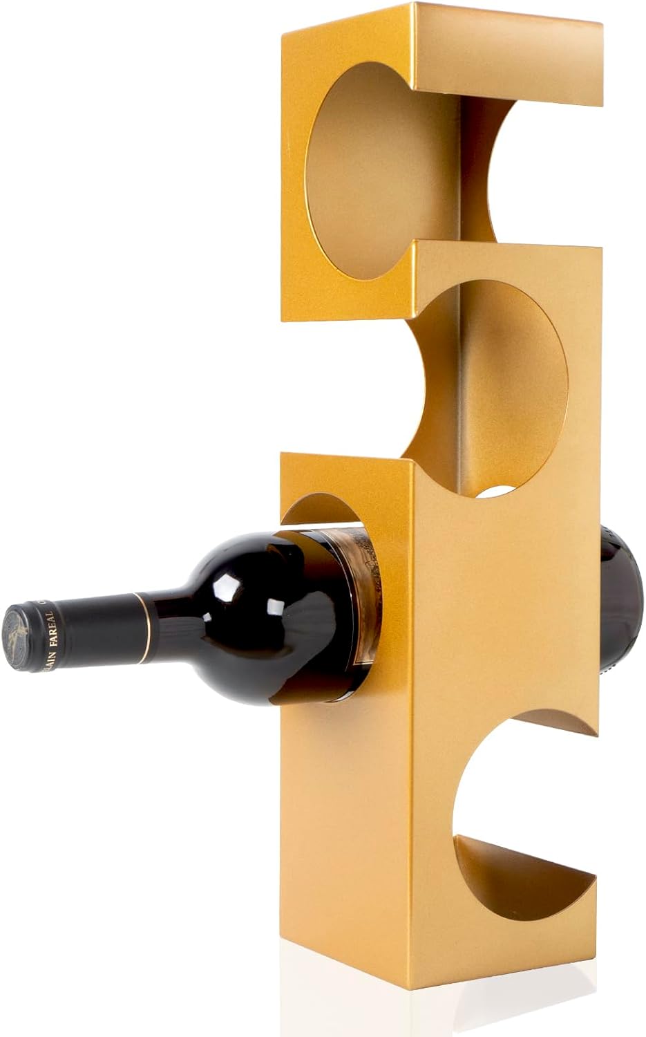 Modern Geometric Wine Rack for Kitchen Bar 4 Bottles