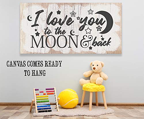 I Love You To The Moon And Back Stretched Canvas Wall Art