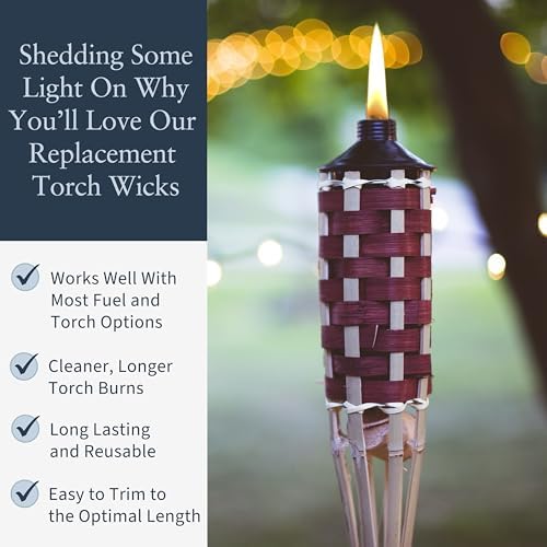 Replacement Lantern Wicks for Tiki Torches - Set of 32 1