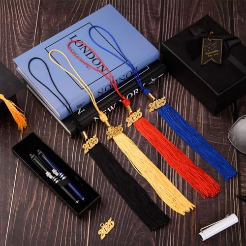 2025 Gold Charm Tassel Set for Graduation Cap - 12 Pieces Red