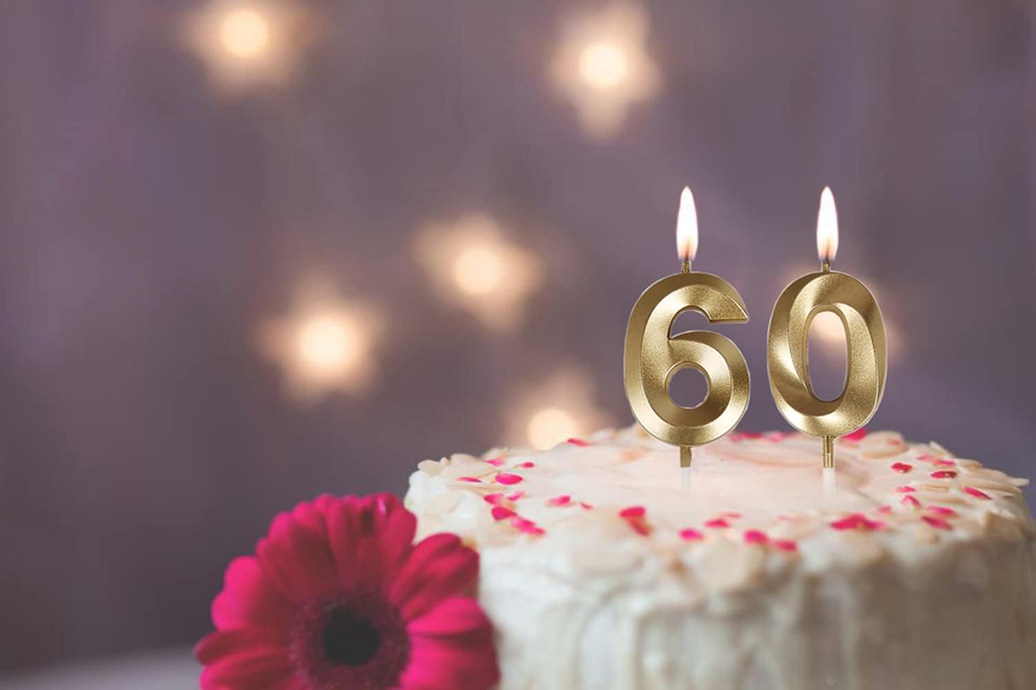 Bailym 60th Birthday Gold Number Candles Cake Topper