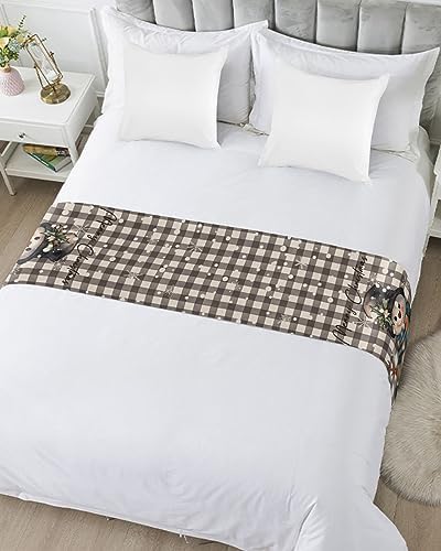 Homechoid Buffalo Plaid Snowman Bed Runner for King Size Bed