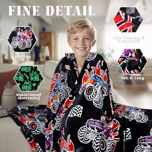 Glow In The Dark Truck Blanket for Boys 60x50