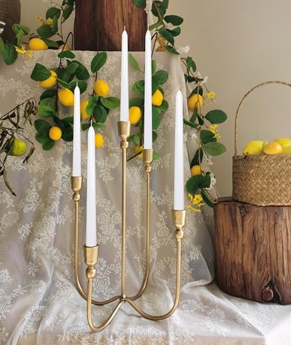 Iron Tabletop Candelabra with Brass Finish