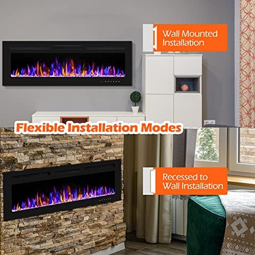 50 Inch Electric Fireplace With Remote Control and Crystal Logs