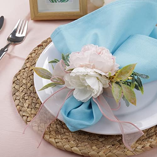 Flower Rose Napkin Rings Set of 4 - Handmade Decor