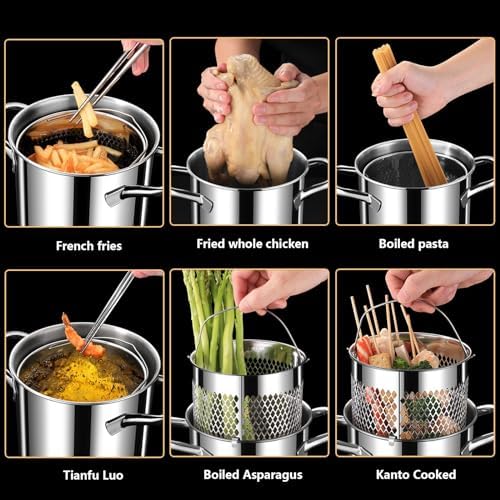 AIZYR Stainless Steel Deep Fryer with Lid and Basket