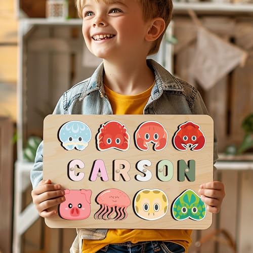 Personalized Wooden Name Puzzle for Toddlers 1-3 1