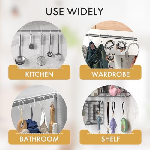 Amazer Plastic Shower Curtain Rings 24 Pcs Clear Hooks for Bathroom