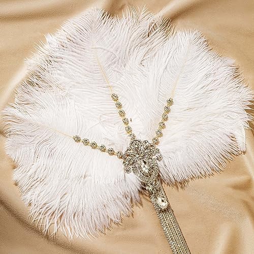 BABEYOND Vintage Bridal Feather Bouquet Fan