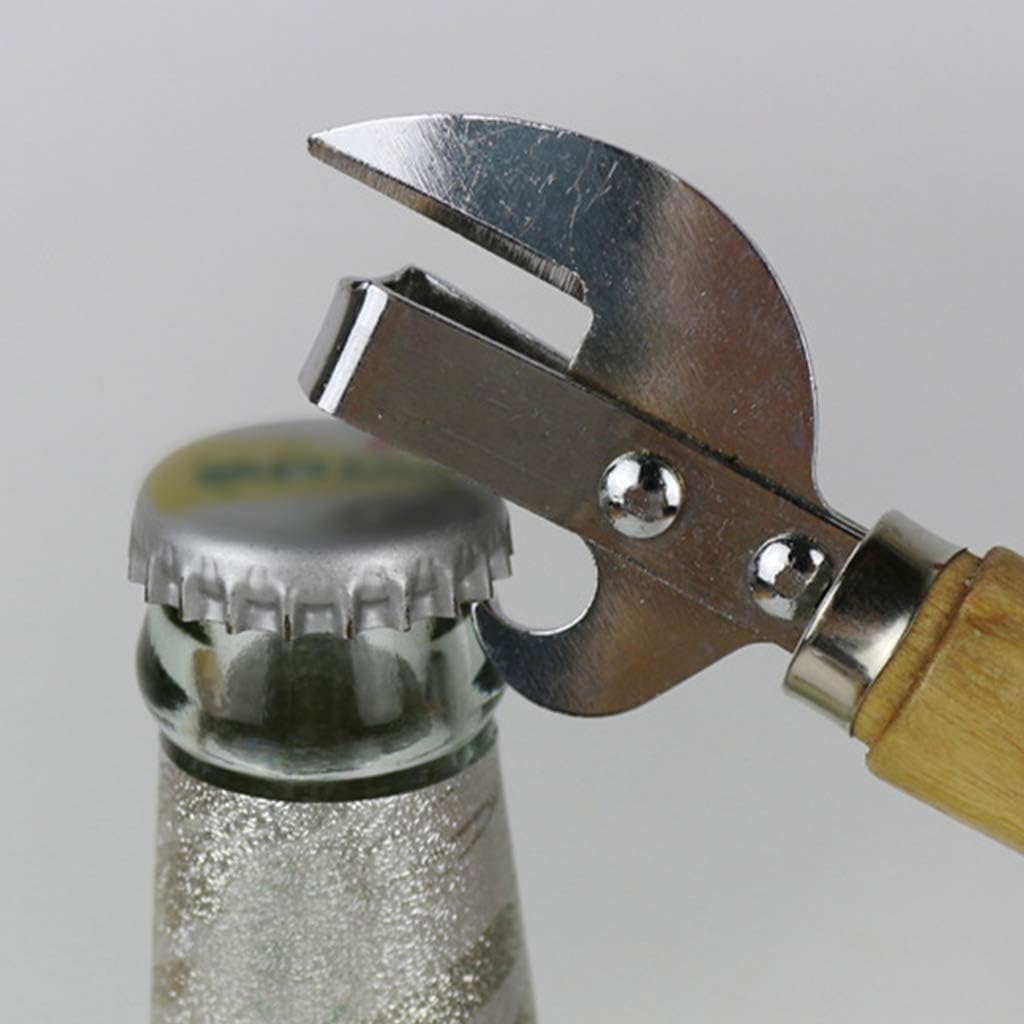 Wooden Handle Manual Can Opener for All Sizes