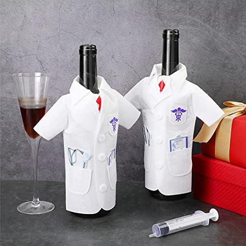 Geiserailie 4 Pcs White Coat Wine Cover Bag for Gifts