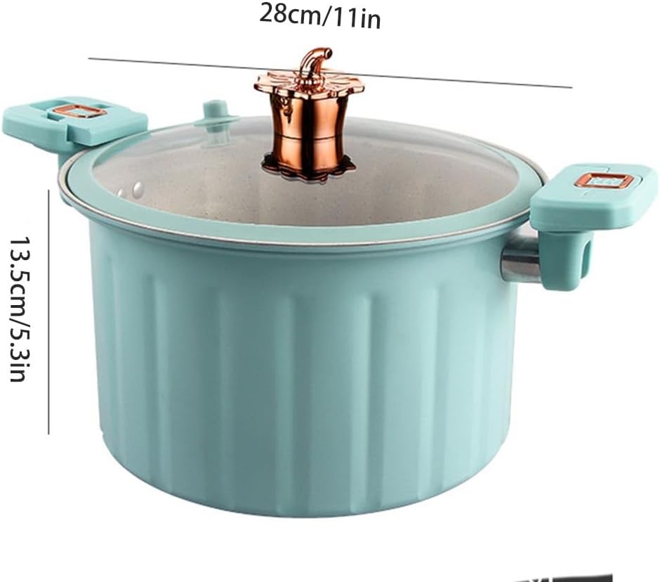 VKEID Cast Iron Stock Pot with Glass Lid and Dual Handles