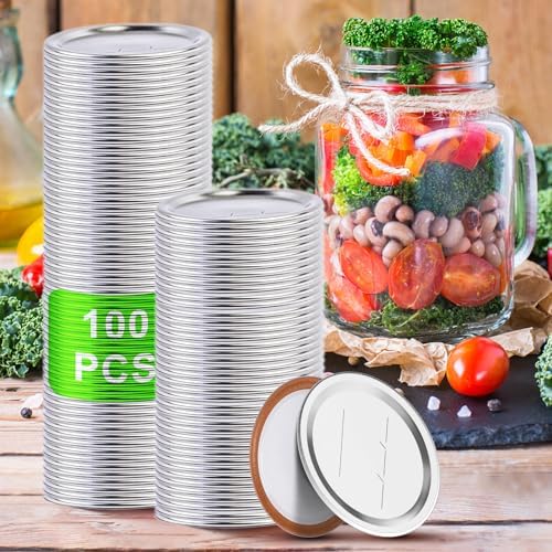 100 Pcs Canning Lids Food Grade Silicone Seal