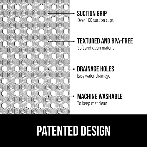 Gorilla Grip Patented Square Shower Mat 21x21 Inch Gray