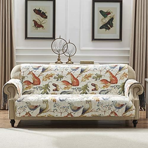 Greenland Home Willow Reversible Slipcover for Sofa Furniture Protector Natural