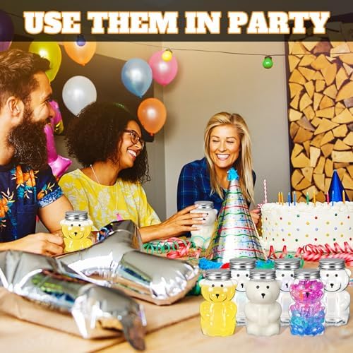 Mumufy 24 Pcs Bear Shaped Food Jars with Aluminum Lids