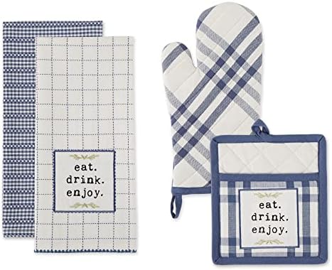 DII French Blue Kitchen Towel Set 4 Count
