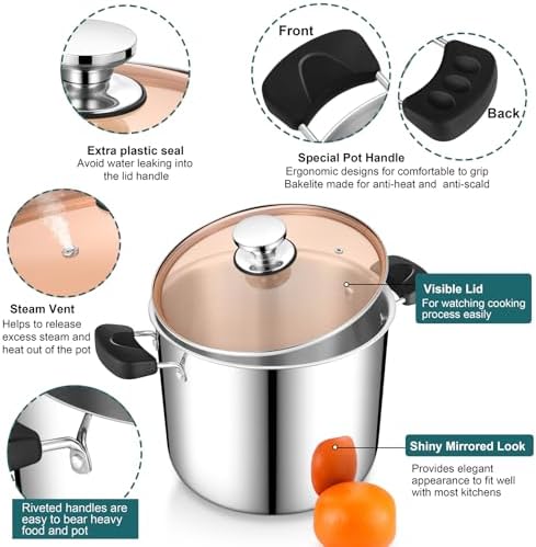 PP CHEF 10 Quart Stainless Steel Stock Pot with Lid