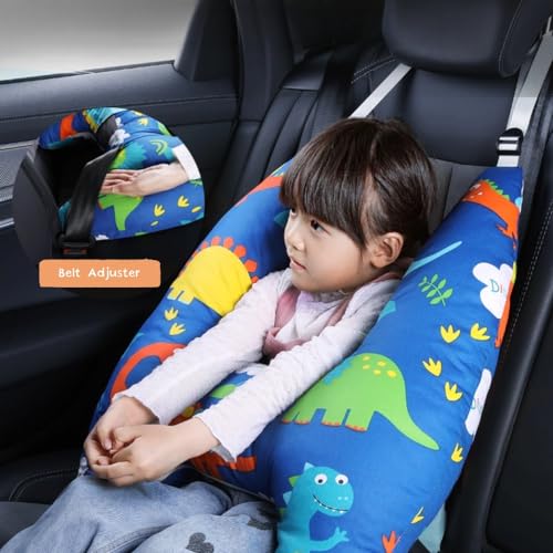 Travel Pillow for Kids 6 Years Old Dinosaur Cartoon Seatbelt Support