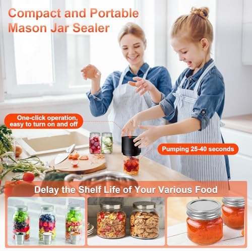 Mason Jar Vacuum Sealer - Rechargeable with 2000mAh Battery