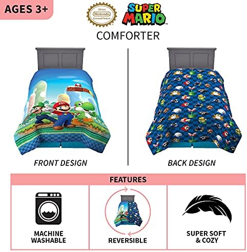 Franco Kids Bedding Super Soft Microfiber Reversible Comforter Twin Full Mario