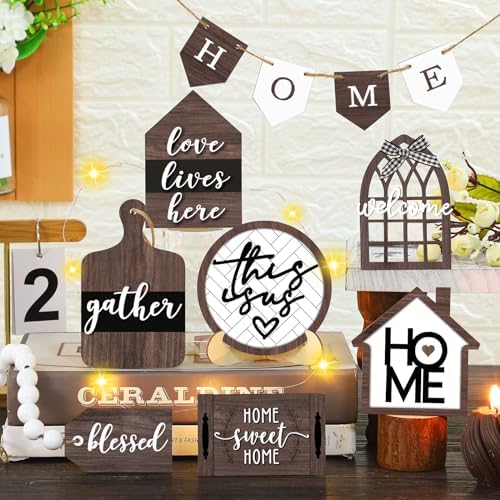 FairySandy 11 Piece Rustic Tiered Tray Decor Set