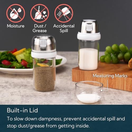 KTCHENDAO 2 in 1 Glass Salt Pepper Shaker Set 4oz White