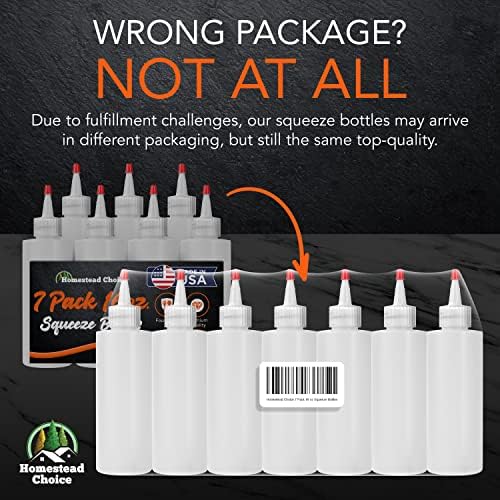 Homestead Choice 7 Pack Condiment Squeeze Bottles 16oz BPA Free