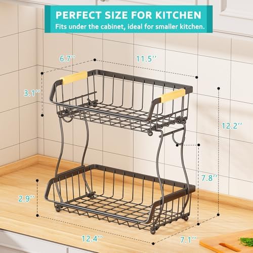 ANTOPY 2 Tier Fruit Basket with Banana Hangers