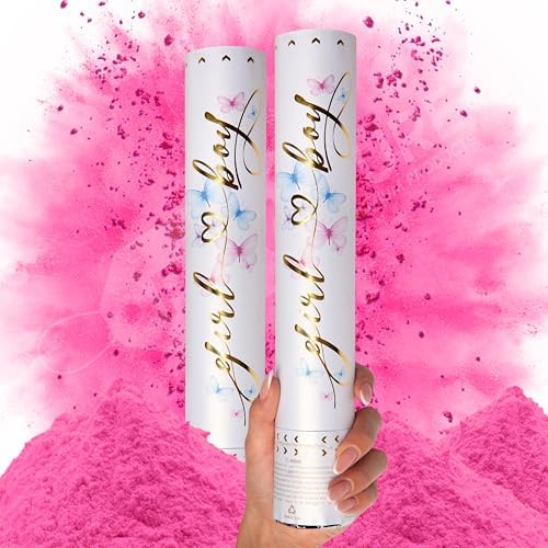 PrimePure Pink Gender Reveal Confetti Cannon 2 Pack
