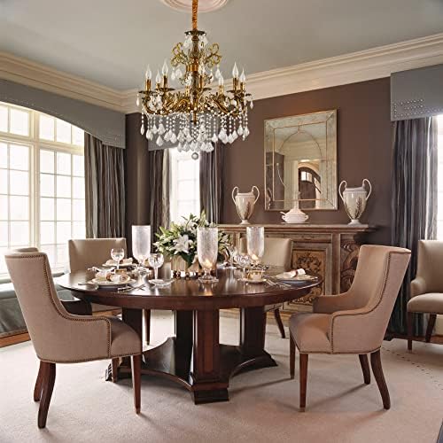8 Light Candle-Style Crystal Chandelier with Antique Gold Finish