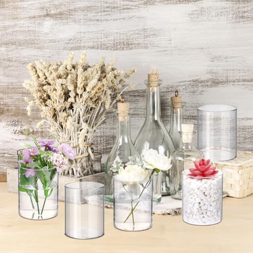 Vesici 20 Pcs Clear Plastic Cylinder Vases 4 Inch
