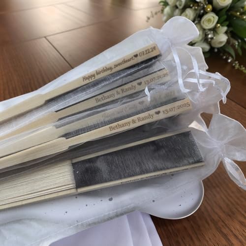 5Pcs Silk Folding Hand Fans Custom Wedding Gift Bridal Party Favors