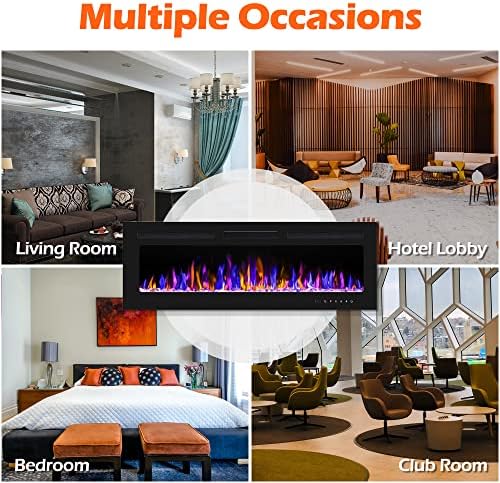 50 Inch Electric Fireplace With Remote Control and Crystal Logs