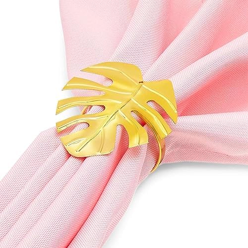 Juvale Tropical Gold Leaf Napkin Rings 12-Pack