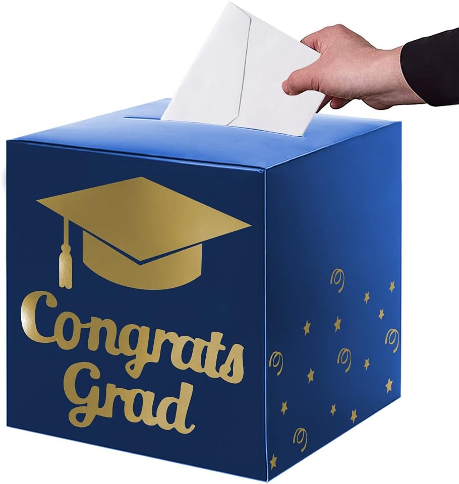 Graduation Card Box Holder Blue