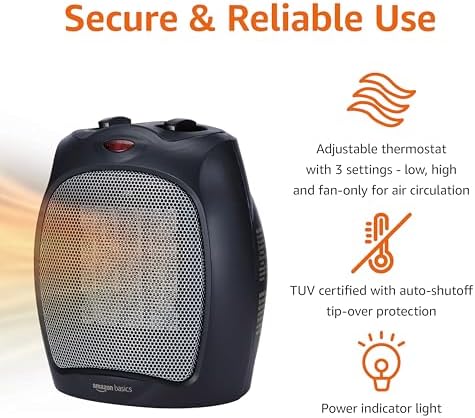 Amazon Basics 1500W Ceramic Space Heater Black