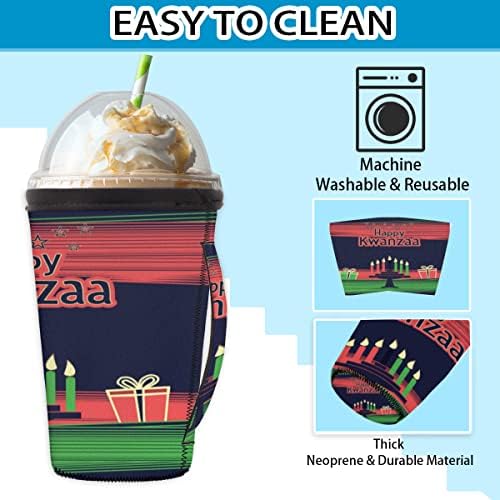 Reusable Iced Coffee Cup Sleeve with Handle for Hot and Cold Drinks