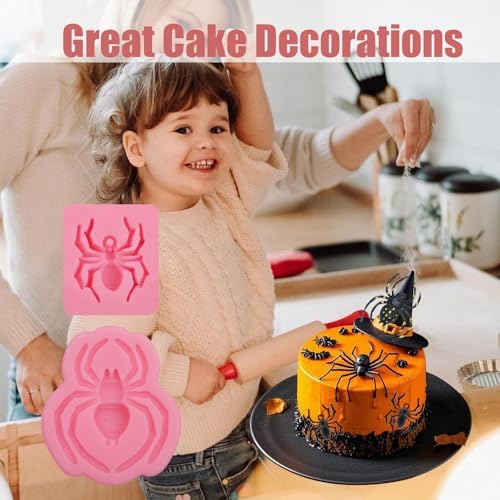 Spider Fondant Molds 2 Pcs Halloween Cake Decor Silicone