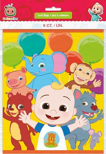 Unique Cocomelon Goodie Bags Set - 24 Plastic Party Favor Bags