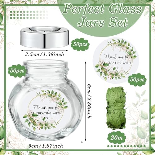 50 Pcs Mini Glass Jars with Lids and Labels