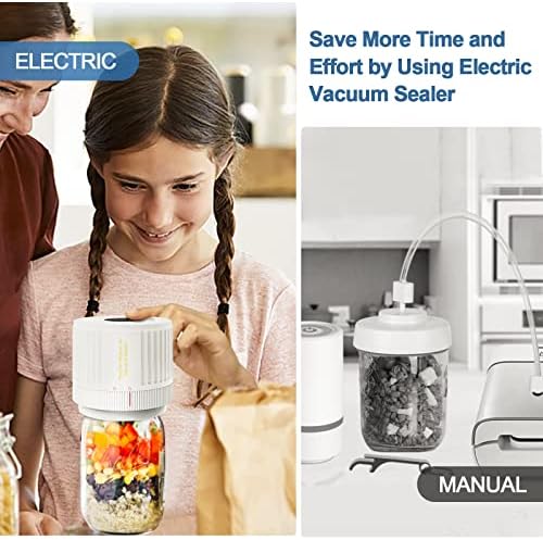 Oxlimkee Electric Mason Jar Vacuum Sealer Cordless White