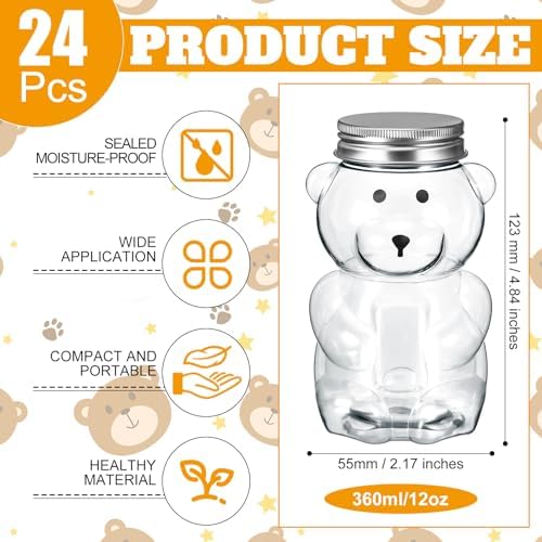 Mumufy 24 Pcs Bear Shaped Food Jars with Aluminum Lids