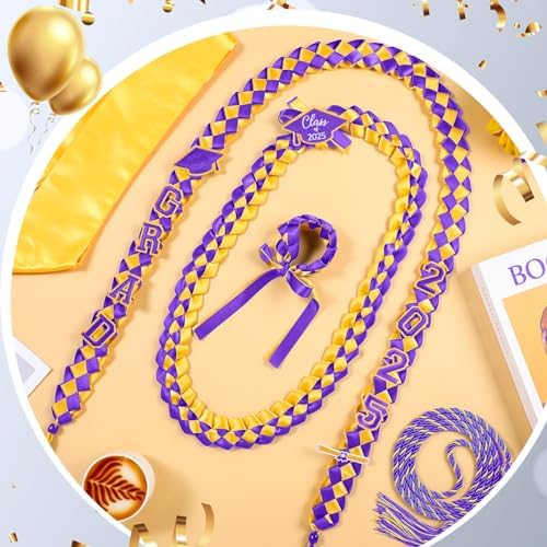 18 Pcs Graduation Leis Stole Honor Cords Purple Gold