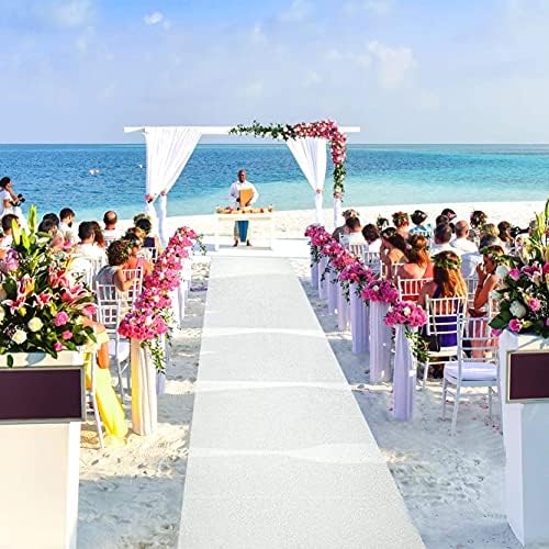 JA Homes White Wedding Aisle Runner - Durable Nylon with Double-Sided Tape