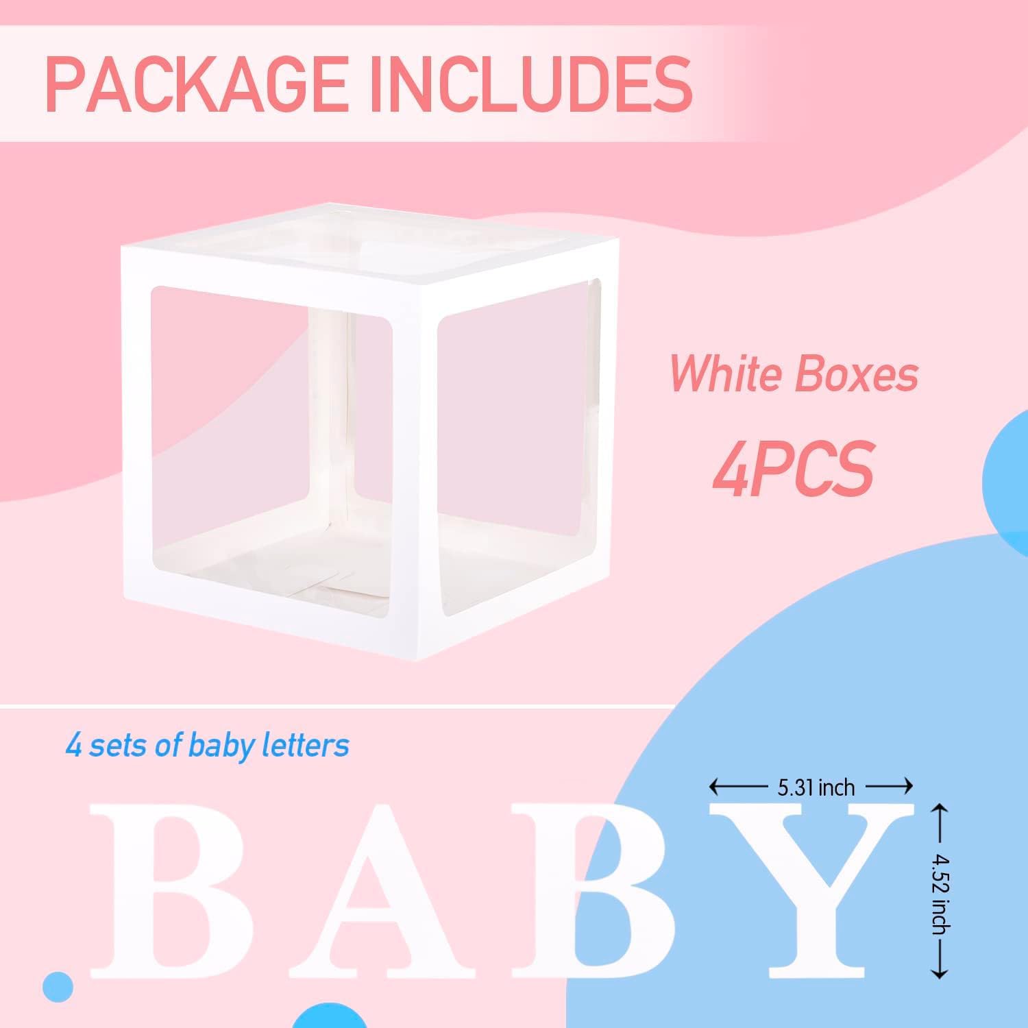 Baby Boxes with 4 Letters for Baby Shower Decorations