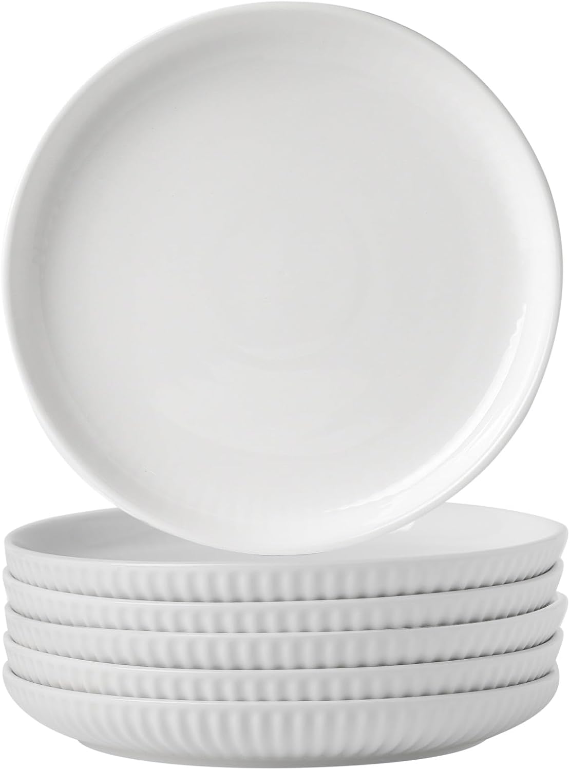 Hasense 10 Inch White Ceramic Dinner Plate Set of 6